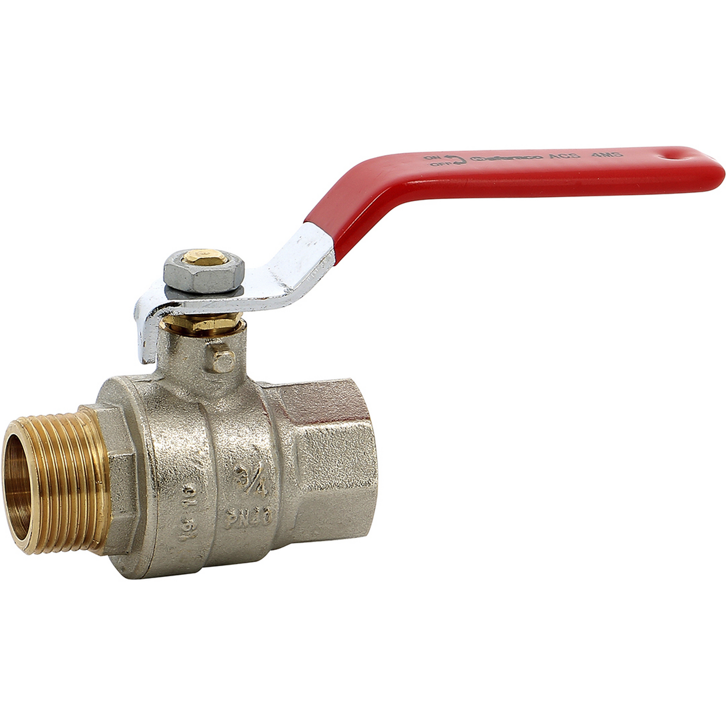 Robinet D'arrêt Gaz En équerre 3/4" M/F - Laiton, Norme EN 331 - Pression Max 5 Bars, Température -20°C à +60°C